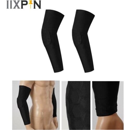 1Pair Arm Sleeves Armband Elbow Support Honeycomb Compression Elbow Pads Guards Protective Gear for Basketball Baseball Football