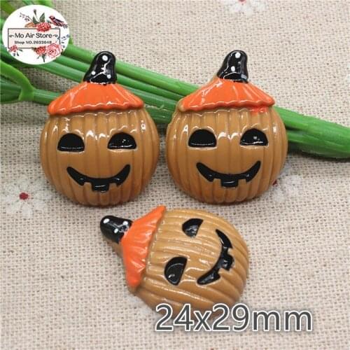 10pcs Resin halloween pumpkin flat back Cabochon Art Supply Decoration Charm Craft DIY hair bow center