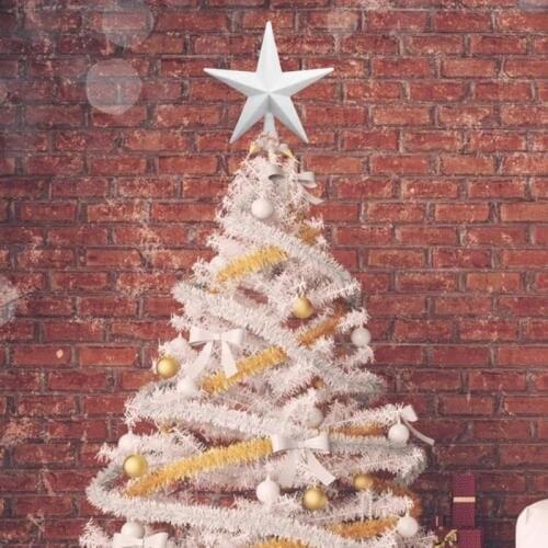 20cm White Christmas Tree Star Toppers Plastic Merry Xmas Ornament Home Party New Year Festival Decorative Accessories