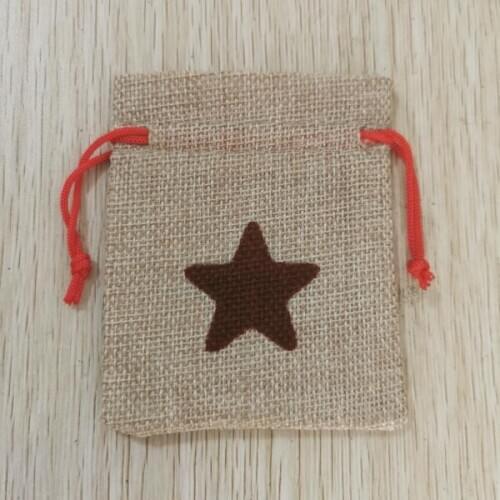 Customised Logo 200pcs 13x18cm Hemp Color Bags (change to be red rope) Printed With Brown Logo (on both sides)