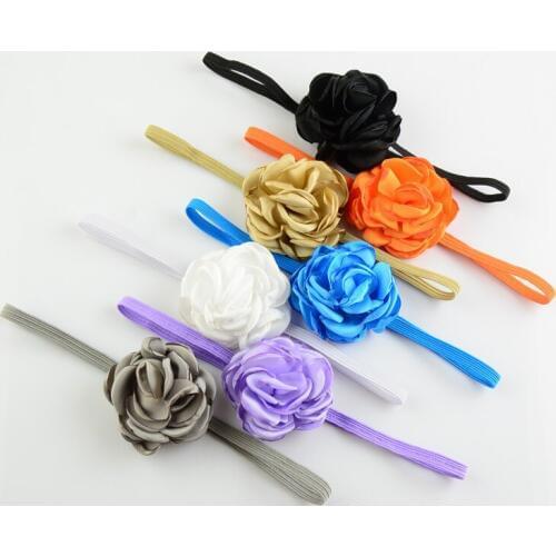 21 pcs/lot Petite Burn Satin Rose Flower on Skinny Headband