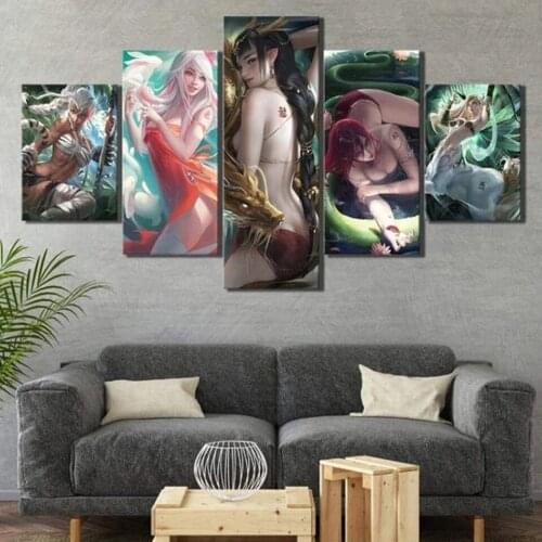 5 Panel diamond Painting Mosaic Game anime sexy girl diy full drill diamond embroidery rhinestone dragon Animal Woman EE2059