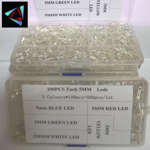 5MM LED Kit 100pcs each X5 Colour=500pcs/lot with free Box / 5MM Transparent Round LED Ultra Bright / F5mm