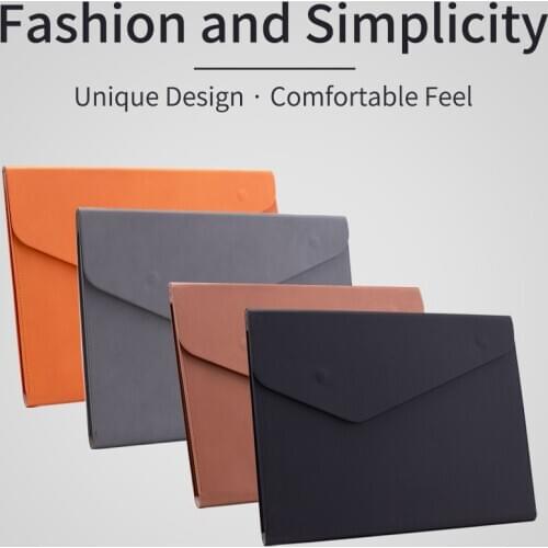 A4 File Bag PU Leather Document Pouch Paper Portfolio Contract Invoice Bill Storage Organizer with Magnetic Buckle for School