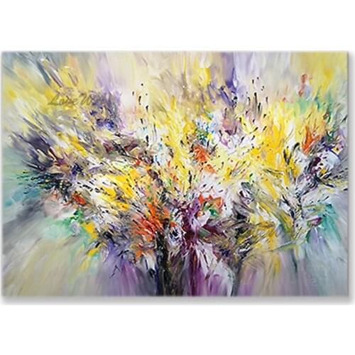 Heavy Textured Acrylic Art 100% Hand-painted Abstract Palette Knife Flowers Picture Oil Painting Canvas Wall Decor Art Panel Set