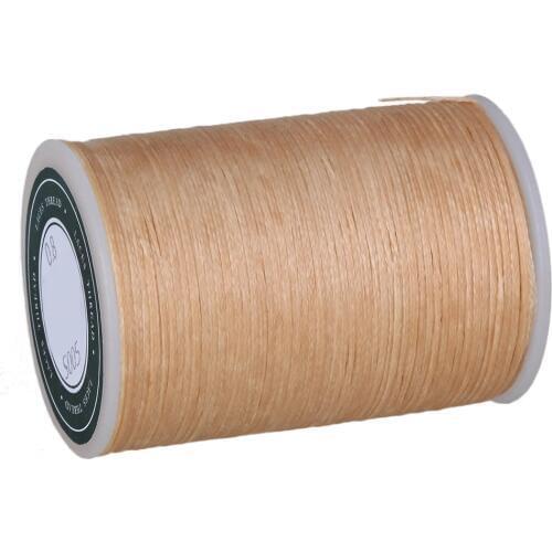 Beige Waxed Flat Polyester Thread Cord Handcraft Leather Work 78M 0.8MM 3-Ply