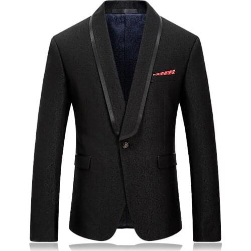 Blazer Stylish Shawl Black Collar 2021 New Party Wedding Blazers Stage Wear Gentleman Suit Jacket Seller Recommend Europe Size