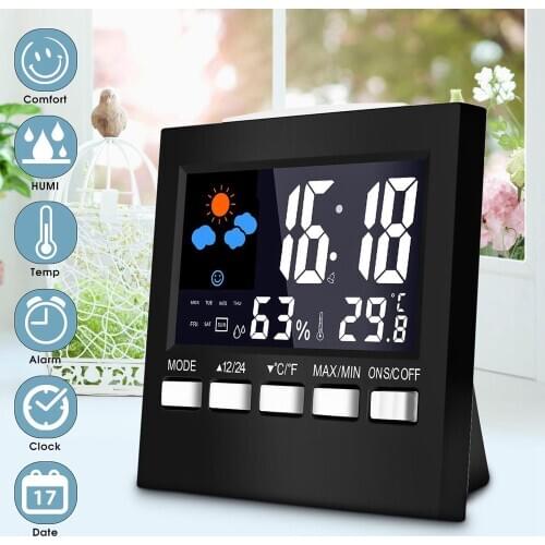 LCD Digital Thermometer Weather Station Clock &Alarm Clock Calendar Room Home Hygrometer Termometer Temperature Humidity Meter