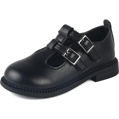 CUZULLAA Autumn Kids Elegant Fashion T-Strap Casual Shoes For Children Girls Hook & Loop Flat Shoes Size 26-36