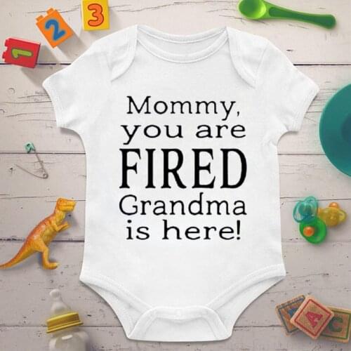 DERMSPE New Arrival Letter Printed Baby White Round Neck Jumpsuit Newborn Kids Toddler Clothes Boy Girl Short-sleeved Rompers