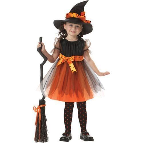 Halloween Kids Girls Witch Costumes ek069 Hat Cap Costume Party Cosplay Performance Costume for children