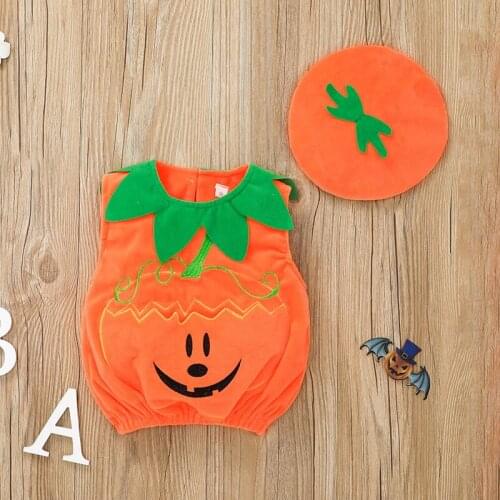 Baby Halloween Pumpkin Costume Novelty Outerwear Girls Sleeveless O-Neck Vests Kids Waistcoats