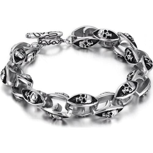 Jewels Store 14mm Irregular Geometric Pattern Splicing Chain Charm Mens Simple Bracelet Light Jewelry For Man JS17260-D