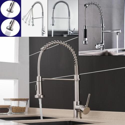 Chrome Brass Basin Kitchen Faucet Vessel Sink Mixer Tap Spring Dual Swivel Spouts Sink Mixer Bathroom Faucets Hot Cold