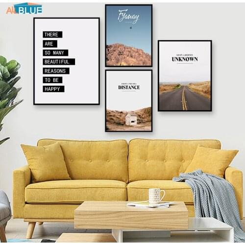 Nordic Style Canvas Art Print Painting Poster Landscape Road Motivational Quote Wall Art Picture For Living Room Home Decorative