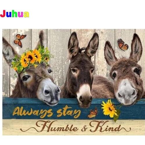 Animal picture 5d diy diamond painting cross stitch full square round drill Donkey diamond embroidery gift home decor