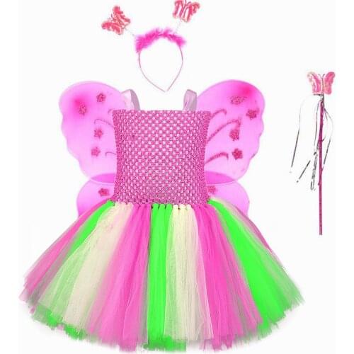 Girls Princess Rose Red Butterfly Wings Suit Skirt Show Party Catwalk Photography Fancy Dress Costume Cosplay