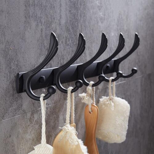 Robe Hooks Black 304 Stainless Steel Towel Hanger Hook Clothes Hat Hook Wall Mounted Black Bathroom Door Towel Hook Holder