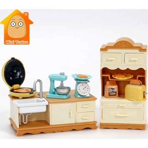 Dollhouse Miniature Furniture Simulational Accessories Toys Girls Pretend Play DIY Assembly Table Chair Cabinet Set For Dolls