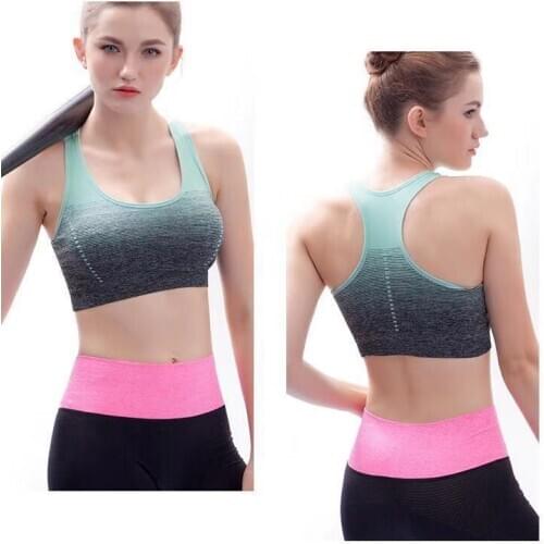 Fashion Casual Sport Fitness High Stretch Breathable Bra Top Women Padded Push Up Bralette Vest Lady Seamless Brassiere Gradient