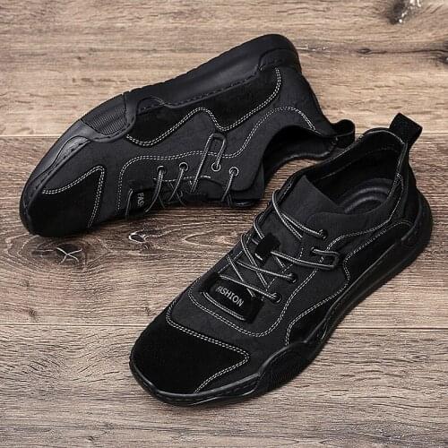 Mens Spring Autumn Casual Shoes Canvas Leather Stitching Outdoor Retro Casual Shoes Comfortable Non Slip Lace Up Casual Shoes