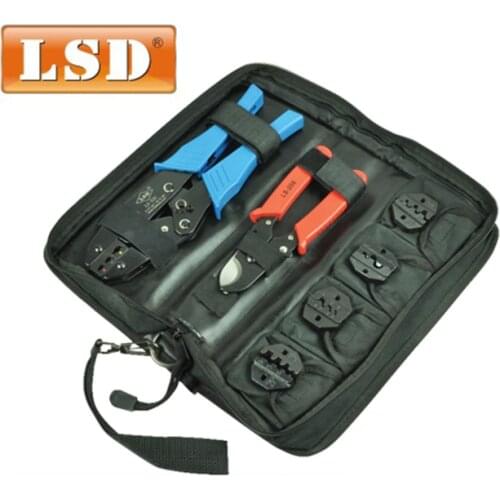 Hand crimping tool kit for crimping terminals and connectors with cable cutter and replaceable dies LS-K03C,crimping die set