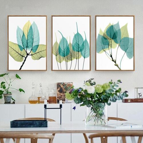 Leaf Watercolor Painting Plant Leaves Wall Art Print Canvas Poster Picture Living Room Home Decor Painting No Frame
