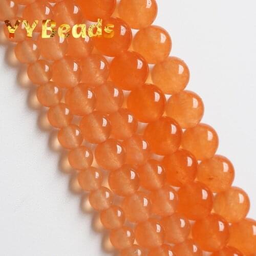 Natural Orange Chalcedony Gem Stone Beads Orange Jades 4 6 8 10 12 14mm Round Charms Beads For Jewelry Making DIY Bracelets 15"
