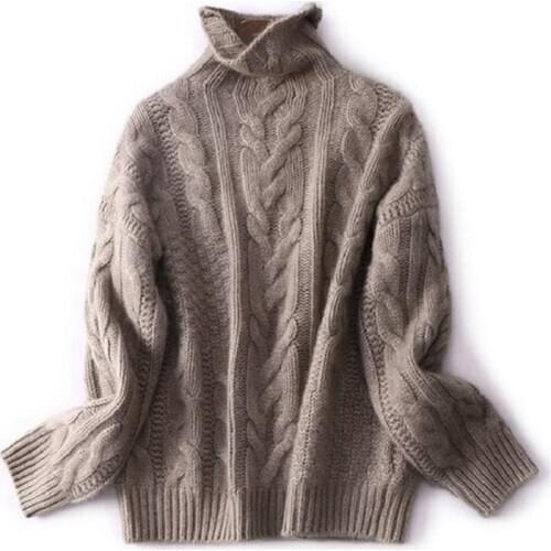 New Style Autumn And Winter Cashmere Wool Sweater Female Short Paragraph Loose Thick Half-high Collar Sweater Bottoming Sweater