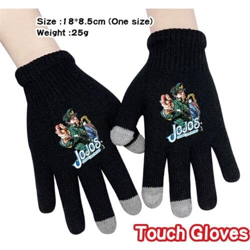 Anime JoJos Bizarre Adventure Cartoon Stretch Knit Winter Warm Gloves Knitting Touchscreen Glove Outdoor Handwear Gloves