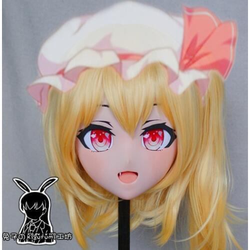 Rabbit 15) Resin Crossdress Pretty Girl Head Lolita Doll Mask Cartoon Anime Flandre Scarlet Cosplay Kigurumi Mask Crossdresser