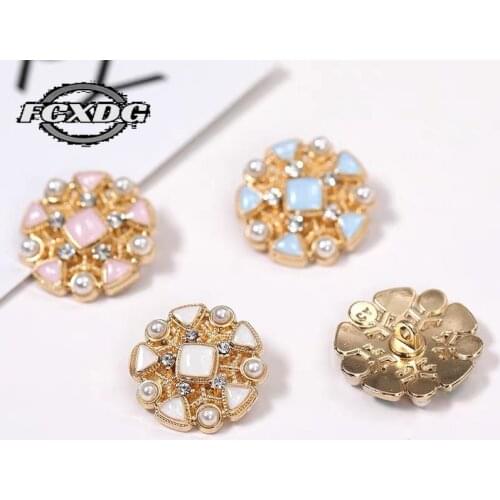 Luxurious Round Metal Rhinestone Buttons for Craft Embellishments for Clothing Colored Button Up Shirt Women 20mm Snap Buttons