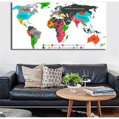 Every Countrys Highest-Valued Export Map Minimalist Watercolor Art Canvas Poster Painting Wall Picture Print Home Bedroom Decor