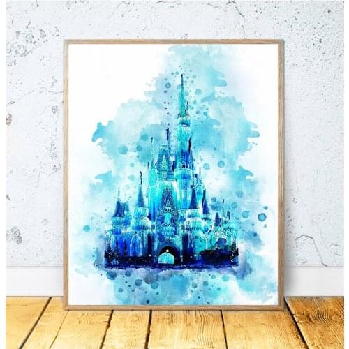 Self-adhesive Wall Stickers Disney Sleeping Beauty Magic Castle Disney Princess Castle Poster Print Wall Art Picture Home Decor