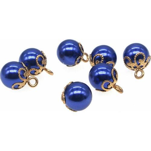 SHINE 10 PCs Resin Sewing Buttons Scrapbooking Round Pearl Single Hole Dark Blue 10mm Costura Botones decorate PE001