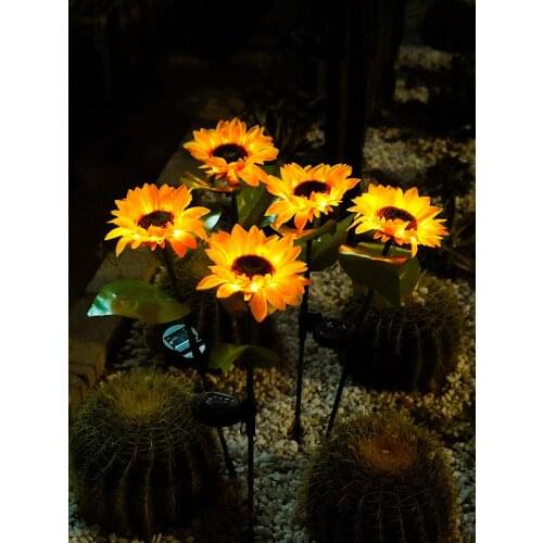 5PCS LED solar lamp outdoor sunflower sunflower garden landscape community garden ground lamp waterproof lawn lamp