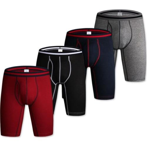 4Pcs/lot Long Leg Boxer Men Cotton Men Underwear Boxer Shorts Mens Cotton Long Leg Boxers Underpants Sexy Pouch Panties