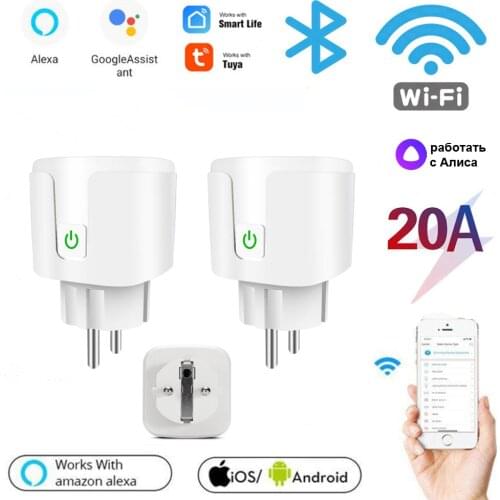 16A Tuya WiFi Adaptor Power Monitor Smart Socket Outlet Smart Life APP Remote Control EU Plug Work With Alexa Google Home IFTTT