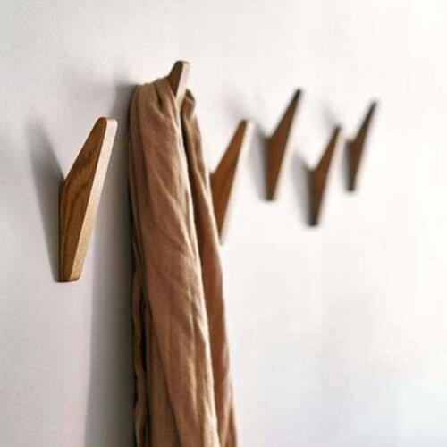 2/4PCS Wood Clothes Hanger Wall Mounted Coat Hat Scarf Hook Decorative Key Handbag Storage Holder for Bathroom Rack