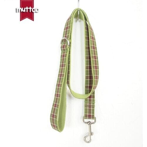 MUTTCO retailing self-designed handmade green personalized dog leash THE GREEN PLAID 5 sizes dog collars and leashes UDL041