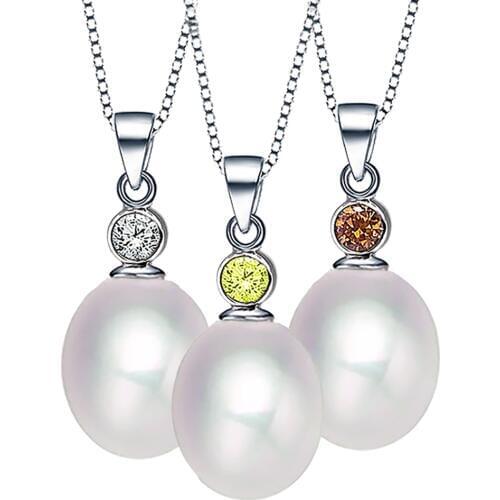 Sinya Natural pearl pendant 925 sterling silver necklace high luster cz stone charm women Mum lover Jewelry hot sale