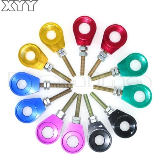 1pair 7 Colors 12mm Rear Wheel Axle Hole Chain Tensioner Adjuster for Motorcycle Modification Parts Accessories