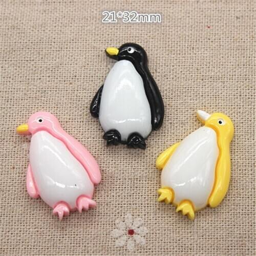 10pcs Cute Resin Animal Penguin Flatback Cabochon Miniature Art DIY Craft Scrapbooking,21*32mm