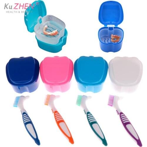 2pc/set Dental Retainer Orthodontic Mouth Guard Denture Storage Case Box Teeth Brush Oral Hygiene Supplies Organizer Accessorie