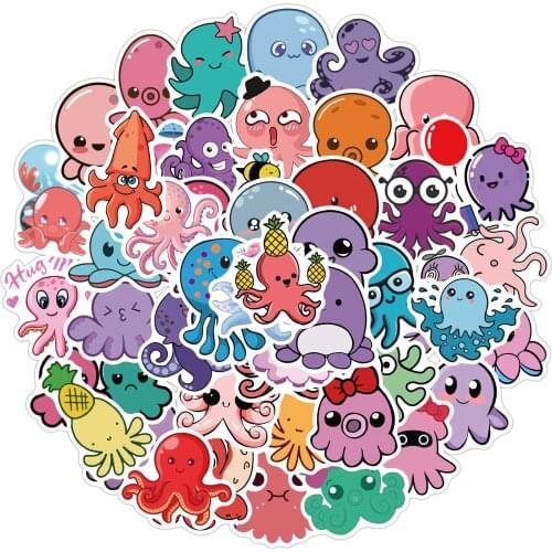 50/100pcs Cute Octopus Stickers For Notebook Stationery Scrapbooking Stickers Aesthetic Happy Planner Craft Supplies