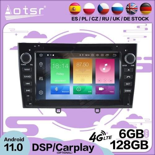 6+128G Carplay Android 11 For Peugeot 408 2007-2010 Car Multimedia GPS Screen Video Player Radio Receiver Audio Stereo Head Unit