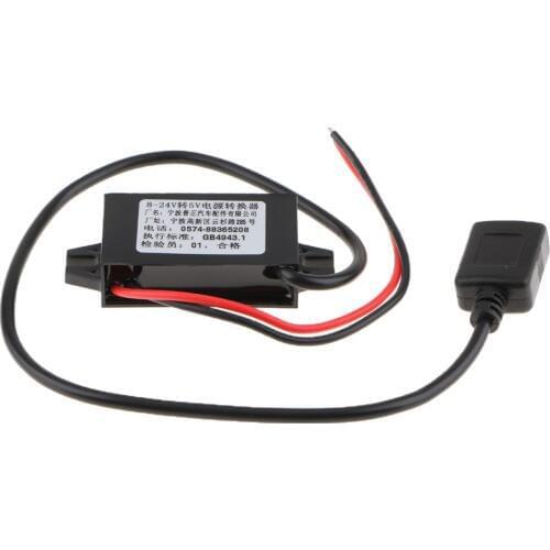 Car DC8V-24V to DC5V 3A Step Down Converter USB Power Supply 36cm Cable