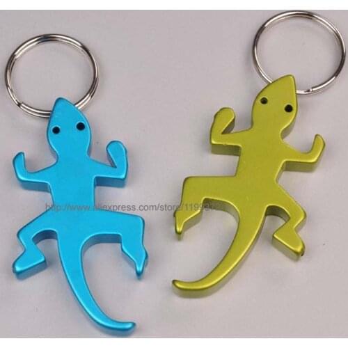 300pcs Gecko keychain bottle opener Beer Can Opener mixed color FREE LASER LOGO engraved Animal shape bottle opener key chain