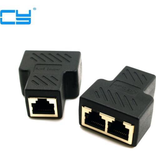 Cat6 RJ45 8P8C Plug Para Dual Adaptador de Rede Ethernet Patch Cord RJ45 Splitter Com Escudo