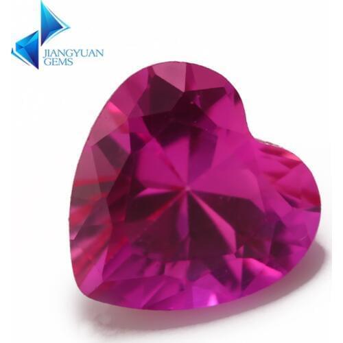 Factory Price Size 3x3~10x10mm Heart Cut 3# Dark Pink Stone Synthetic Corundum Gems stone For jewelry